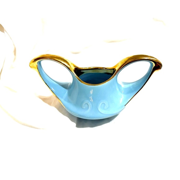 22KG ⏬Pearl ChinaCo Ceramic MCM AQUA Sky SugarBowl/Hand Painted/USA Decor Home - Picture 5 of 6